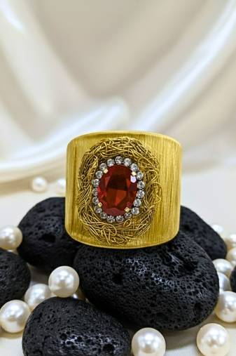 red crystal cz ad stone fancy western cuff bangle bracelet