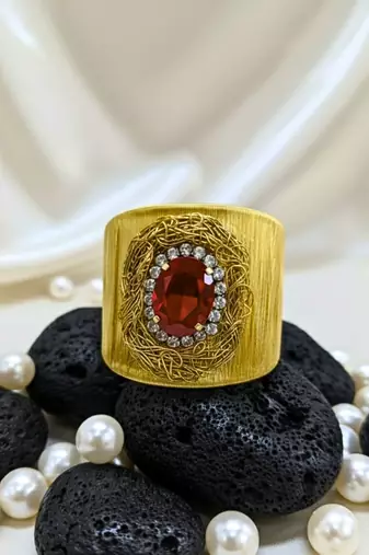red crystal cz ad stone fancy western cuff bangle bracelet