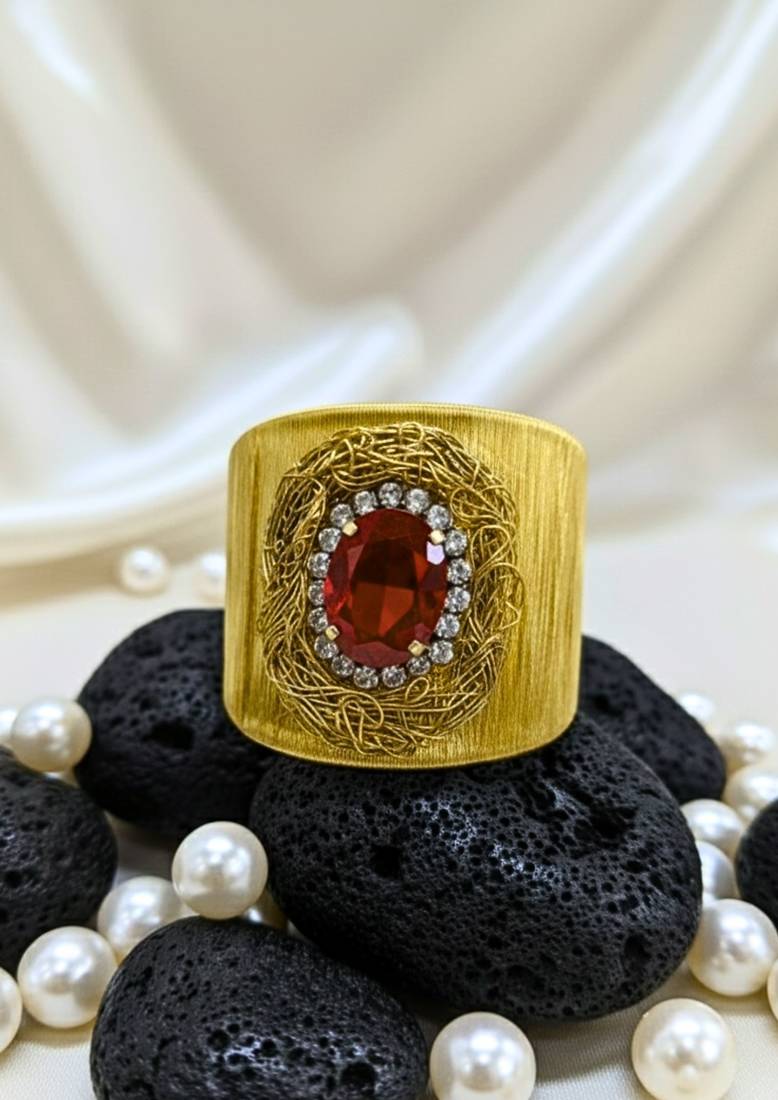 red crystal cz ad stone fancy western cuff bangle bracelet