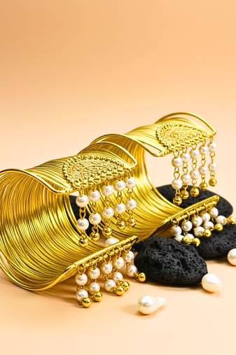 combo of two fancy stylish pearl hanging balls  adjustable cuff  bracelets