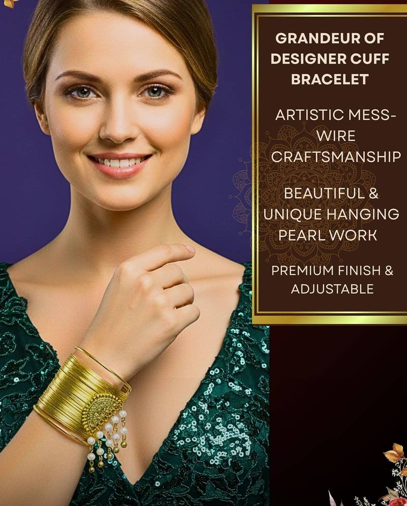 combo of two fancy stylish pearl hanging balls  adjustable cuff  bracelets