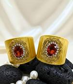 combo of two red crystal cz ad stone western cuff bangle bracelets