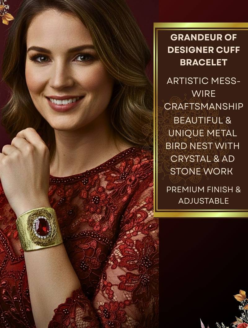 combo of two red crystal cz ad stone western cuff bangle bracelets