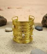 white crystal cz  ad stone gold-plated fancy western cuff bangle bracelet