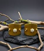 combo of two party wear pearl kundan stone gold-plated adjustable cuff bracelet