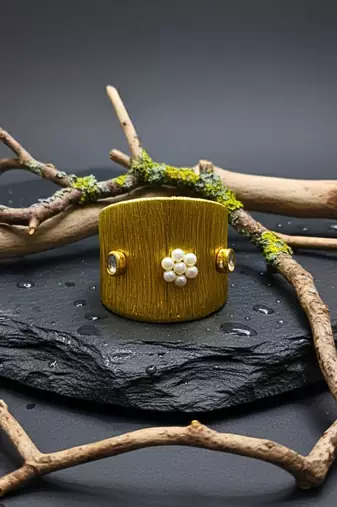 party wear pearl kundan stone gold-plated adjustable cuff bracelet