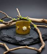 party wear pearl kundan stone gold-plated adjustable cuff bracelet