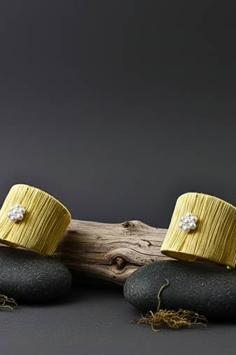 set of two white pearl stone gold-plated adjustable fancy cuff bracelet