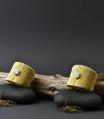 set of two white pearl stone gold-plated adjustable fancy cuff bracelet