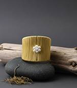 white pearl stone gold-plated adjustable fancy cuff bracelet