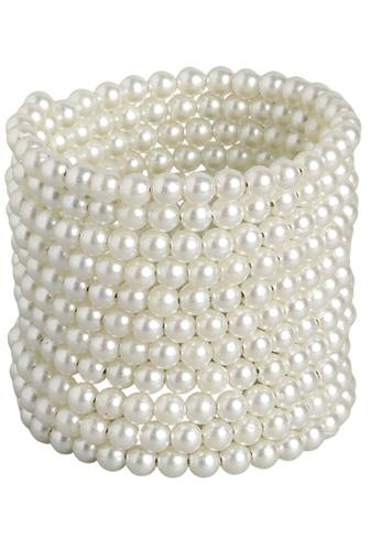 11-layered adjustable aaa pearl bracelet with rhodium-plated wire