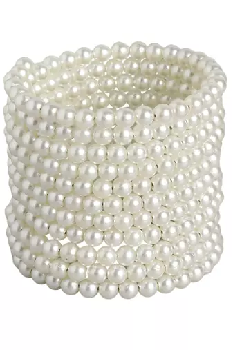 11-layered adjustable aaa pearl bracelet with rhodium-plated wire