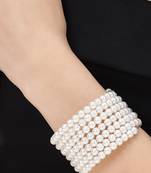 7-layered adjustable aaa pearl bracelet with rhodium-plated wire