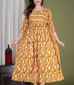 Women floral printed round neck pure cotton maternity dress
