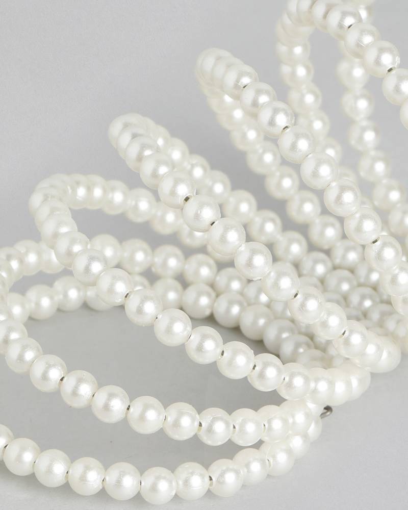 7-layered adjustable aaa pearl bracelet with rhodium-plated wire