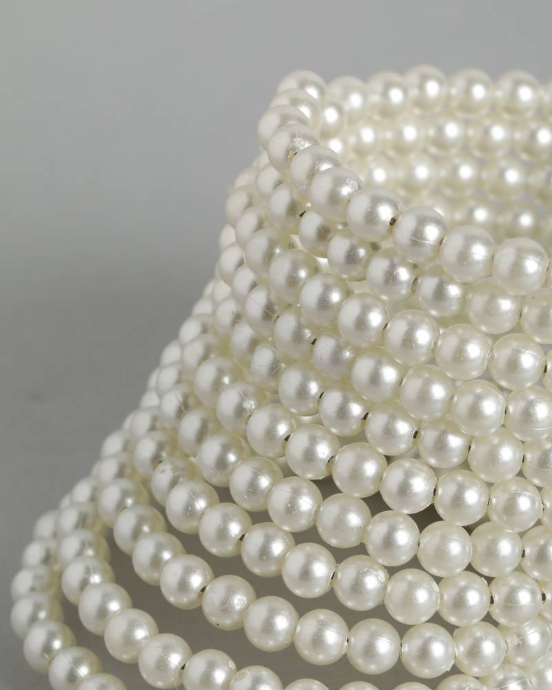 11-layered adjustable aaa pearl bracelet with rhodium-plated wire