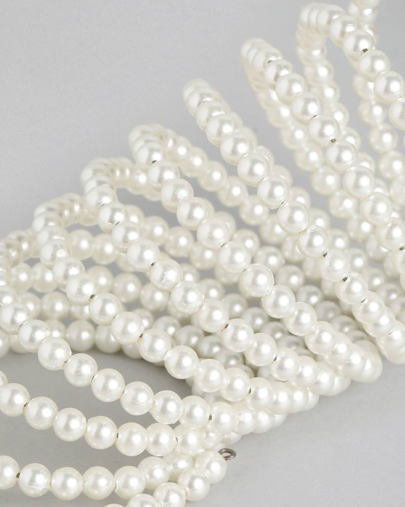 11-layered adjustable aaa pearl bracelet with rhodium-plated wire