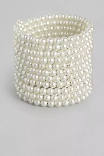 11-layered adjustable aaa pearl bracelet with rhodium-plated wire