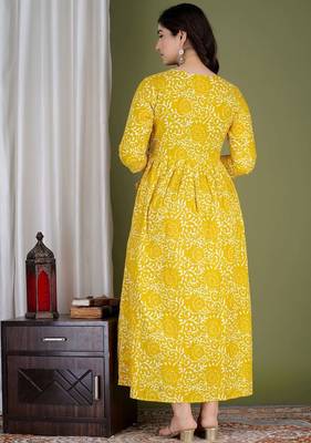 Women floral printed round neck  cotton maternity dress 2