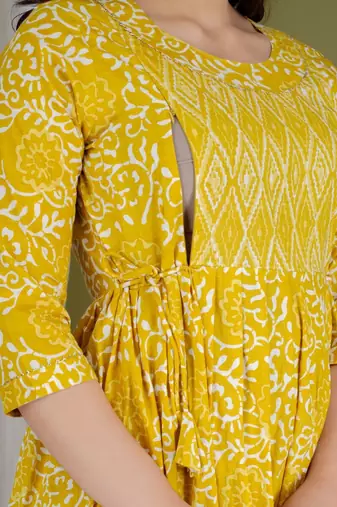 Women floral printed round neck  cotton maternity dress