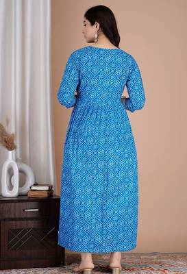 Women floral printed round neck  cotton maternity dress 2