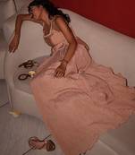 beige embroidered tissue lehenga set