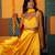 yellow embroidered satin lehenga set