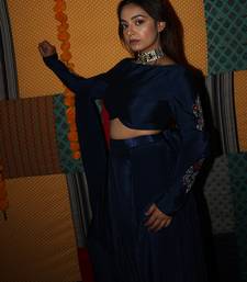 blue embroidered crepe lehenga set