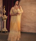 gold embroidered net lehenga set