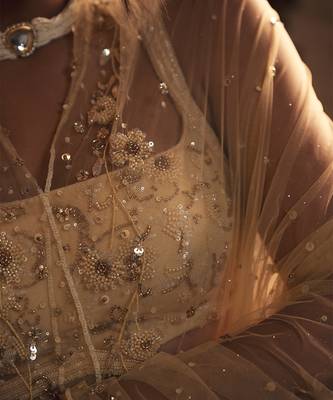 gold embroidered net lehenga set 4