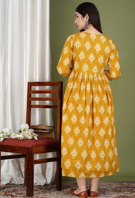 Women floral printed round neck  cotton maternity dress 2