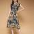 Women rayon mustard abstract print a-line dress