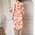Women cotton orange floral print a-line midi dress
