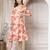 Women cotton orange floral print a-line midi dress
