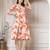 Women cotton orange floral print a-line midi dress
