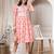 Women cotton peach floral print flared midi dress