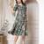 Women rayon green floral print flared dress
