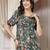 Women rayon green floral print flared dress