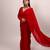Red embroidered crepe saree