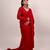 Red embroidered crepe saree