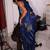 Blue embroidered satin saree