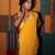 Yellow embroidered crepe saree