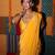 Yellow embroidered crepe saree