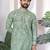 Green digital printed work cotton straight kurta