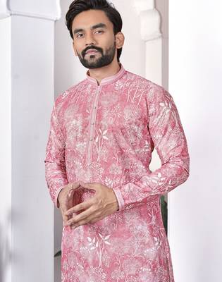 Pink digital printed work cotton straight kurta 2