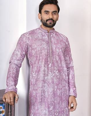 Purple digital printed work cotton straight kurta 3