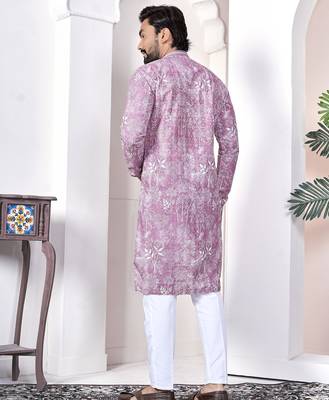 Purple digital printed work cotton straight kurta 4