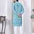 Sky blue digital printed work cotton straight kurta