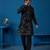 Black viscose silk thread with sequins embroidered work wedding festival party wear straight kurta