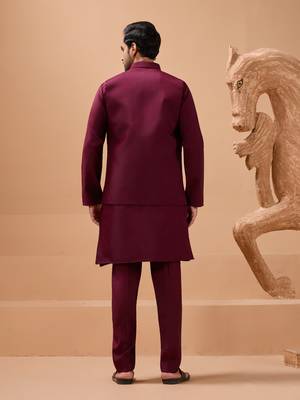 MAROON VISCOSE SILK PREMIUM THREAD WITH SEQUINS EMBROIDERED WORK WEDDING FESTIVAL PARTY WEAR STRAIGHT KURTA WITH JACKET 6